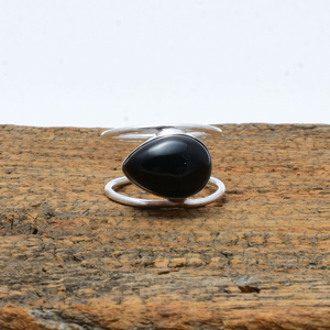 Black Onyx <b>Ring</b> <b>925</b> Sterling <b>Silver</b> Gemstone Wedding Anniversary Birthday Gift <b>Ring</b> for Her - Product Image 1