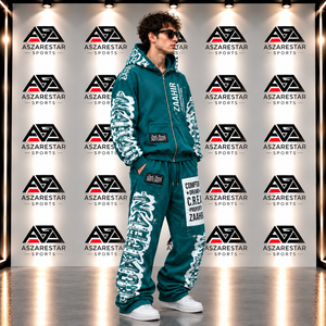 Wholesale <b>Men</b>’s Teal Graphic 2-Piece Tracksuit Set Oversized Zip-Up Hoodie & <b>Baggy</b> <b>Jogger</b> Streetwear - Product Image 6