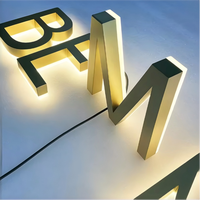 Enseignes rétroéclairées LED en acier inoxydable brossé pour bâtiments, enseignes de bureau avec finition dorée et télécommande pour mariages