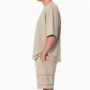 Ensemble court 2 pièces streetwear pour homme grande taille en coton 100% de haute qualité, avec logo brodé et imprimé personnalisé, t-shirt oversize - Product Image 5