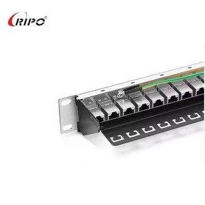 แผงแพทช์ RJ45 แบบมีฉนวนป้องกัน 24 พอร์ต Cat6 Cat6a สำหรับติดตั้งบนแร็ค โครงกระจายสัญญาณเครือข่าย ความเร็วสูงสำหรับการส่งข้อมูล - Product Image 1