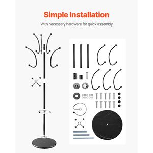 Appendiabiti autoportante con 14 ganci e portaombrelli con Base stabile in marmo - Product Image 6