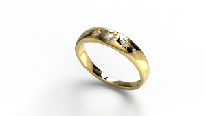 Trendy 18K Solid Gold <b>Dome</b> <b>Ring</b> Celestial Starburst Round Diamond <b>Ring</b> Chunky Flush Set Gypsy Band Fine Jewelry for Women - Product Image 2