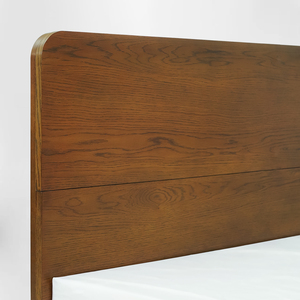 Vietnam Furniture Manufacturer Solid Oak Wood <b>Bed</b> <b>Frame</b> with Headboard Natural Wood <b>Platform</b> <b>Bed</b> Eco Friendly Bedroom Furniture - Product Image 3