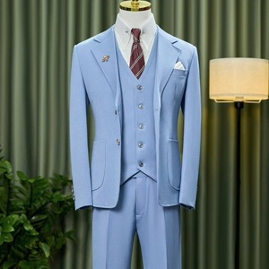 Casual <b>Button</b> Front Wedding Groomsmen Stretch Mens <b>Suits</b> Blazer Jacket Solid Male Blazers and Trousers Luxury <b>Suit</b> for Men - Product Image 5