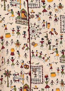 Camisa de Algodón Off-White para Hombre con Estampado Warli, Corte Regular, Diseño Internacional, Estilo Casual de Verano con Cuello y Mangas Cortas - Product Image 5