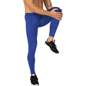 Shinig Blue <b>Men's</b> Sportswear Gym <b>Tights</b> Workout Fitness Running Leggings <b>Compression</b> Quick Dry Breathable Customizable Pockets - Product Image 2