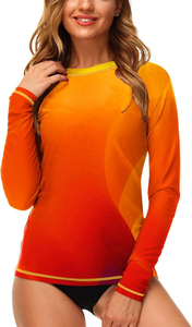 Vente en gros de maillots de bain Rash Guard à manches longues pour femmes, hauts de protection solaire pour la natation et le fitness, avec option OEM - Product Image 6