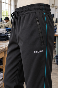 EXORO APPARELS Unisex Black Polyester <b>Work</b> Pants Comfortable <b>Jogger</b> Style Side Stripes Elastic Waistband Needle Detection - Product Image 5