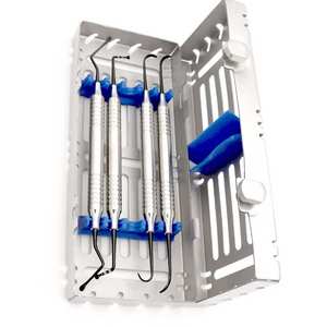 Kit de chirurgie implantaire pour greffe osseuse, comprenant un élévateur de sinus dentaire, un osteotome, une cassette de stérilisation réglable et un plateau - Product Image 5