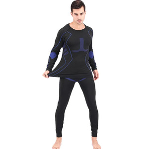 Ensemble de vêtements de sport Speed One pour homme, chemise et pantalon de compression noir et bleu, manches longues, taille haute, respirant, anti-transpiration, séchage rapide, coupe ajustée - Product Image 2