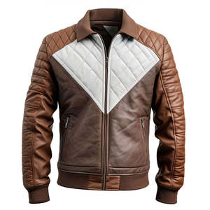 Chaqueta de Motero de Invierno para Hombre, de Piel de Oveja Genuina, de Alta Calidad, Impermeable, con Cuello Alto, Servicio OEM, Personalizable - Product Image 1