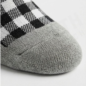 Crew <b>Socks</b> Plaid Pattern <b>Black</b> White Gray Breathable Knitted Regular Style Adult Casual Wear - Product Image 6