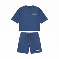 Ensembles décontractés surdimensionnés en coton et polyester pour hommes, survêtement personnalisé avec logo, t-shirt et short avec fermeture éclair