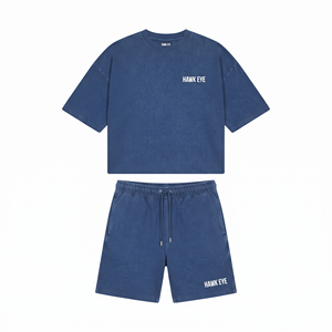 Conjuntos de Camisetas Casuales Extra Grandes de Algodón y Poliéster, Sudadera con Logotipo Personalizado para Hombre, Conjunto de Camiseta y Pantalones Cortos con Cremallera - Product Image 4