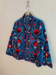 Handmade Velvet Suzani Embroidered <b>Jacket</b> Handmade Ethnic <b>Jacket</b> Floral Suzani <b>Jacket</b> Pure Velvet <b>Jacket</b> Boho <b>Hippie</b> - Product Image 5
