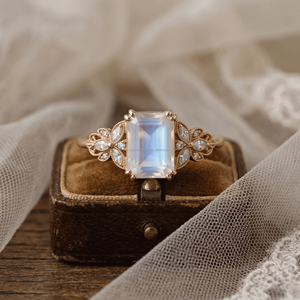 Anillo Gemnel de Plata de Ley 925 con Piedra Lunar de Corte Esmeralda de Alta Calidad, Aguamarina Natural y Topacio Azul - Product Image 1