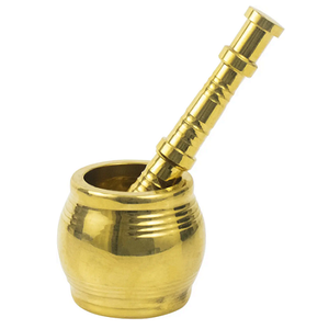 Mortier et pilon en laiton de haute qualité avec finition polie pour le broyage manuel du café et des épices, ustensile de cuisine en métal Imam Dasta - Product Image 1