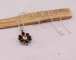 Colgante de Granate Rojo Natural con Engaste de Plata de Ley 925, Estilo Vintage, Collar de Piedras Preciosas, Joyería al por Mayor, Diseño Retro 18 - Product Image 3