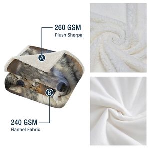 Coperta in flanella con stampa lupo grigio, misura Queen, morbida e calda, per divano, letto, soffa - Product Image 3