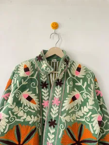 Handmade Reversible Floral Suzani <b>Velvet</b> Embroidered Cotton Lining <b>Jacket</b> <b>Women</b> | Boho Indian Ethnic Winter Wholesale No Closure - Product Image 4