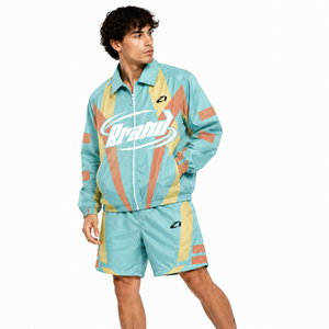 Ensemble de survêtement tendance et de haute qualité pour homme, veste coupe-vent en nylon et short, avec blocs de couleur et patchwork, style sportswear, et sweats à capuche pour homme - Product Image 5