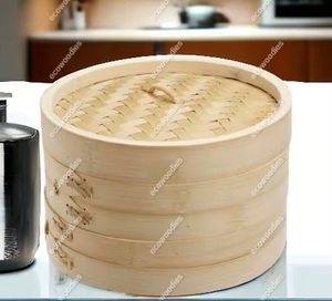 Cesta de Vapor de Bambú de 2 Capas, Ecológica y Antiadherente, Hecha a Mano, para Dumplings, Dim Sum y Pan al Vapor, Capacidad de 2-3L - Product Image 5