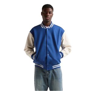 Chaqueta Varsity con Logotipo Personalizado, Mangas de Cuero, Bordado Negro, Chaqueta Universitaria de Béisbol para Parejas, Chaqueta Letterman Varsity para Hombre - Product Image 1