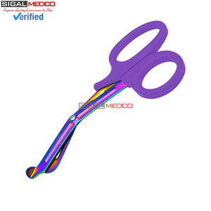 Tijeras EMT de 7.25 Pulgadas con Hojas Arcoíris y Mango Naranja, Acero Inoxidable Alemán, Tijeras Utilitarias EMT para Trauma, Vendajes y Paramédicos - Product Image 4