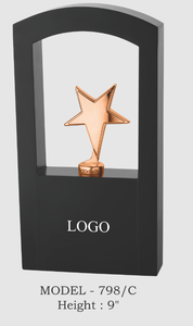 Star Trophy Plated Metal Award 9 Inch Sports Games Recognition wooden metal trophy - Product Image 4