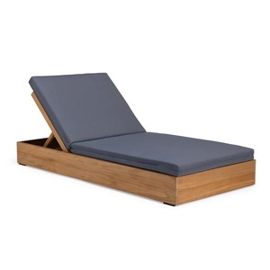 Chaise longue de luxe en teck massif pour l'extérieur avec dossier réglable – Lit de repos pour terrasse au bord de la piscine avec coussin pour hôtel, complexe hôtelier, villa - Product Image 4