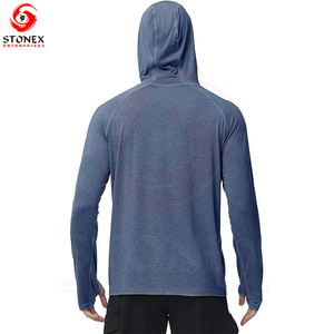Sweat à capuche de pêche UPF 50+ pour homme - Mélange polyester/coton, séchage rapide, grande taille, fermeture à enfiler pour activités sportives de plein air - Product Image 1