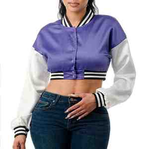 Blouson de baseball court en laine coupe-vent pour femme, haute qualité, le plus populaire de 2026, personnalisable - Product Image 5