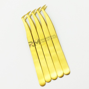 Plain Grip Precision Eyelash Tweezers Set Gold Plasma Plated Smooth Tip Stainless Steel Tweezer For Eyelash Extension - Product Image 2