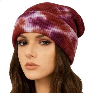 Custom Logo Gradient Color Cable Knit Camouflage <b>Bows</b> Beanie Hat Two Tone <b>Tie</b> Dye for Men <b>Women</b> Beach 100% Cotton - Product Image 3