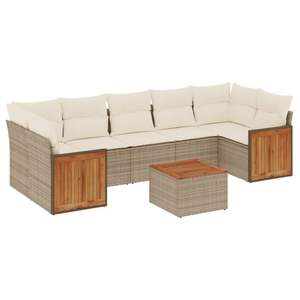 Grand ensemble de canapés de jardin réglables en rotin PE beige, mobilier de jardin ajustable - Product Image 2