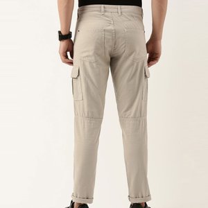 Pantalones Cargo Beige de Lona Ligera para Hombre, Corte Recto Informal, Múltiples Bolsillos, Transpirables y Ecológicos - Product Image 2