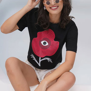 Black Color Lightweight Stylish Comfortable Slim Fit Best Supplier High Quality Reasonable Casual Wear Printed Women Crop Top - Product Image 5