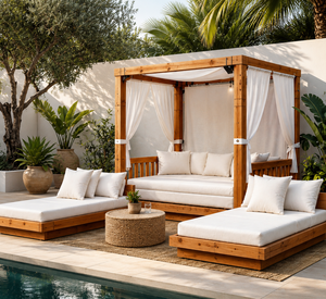 Conjunto de Muebles de Jardín de Lujo Personalizados en Madera de Teca Sólida con Tumbonas para Resort, Hotel y Villa - Product Image 1