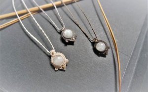 Collier en macramé fait main, perle, pierre précieuse, bohème, réglable, bijoux de guérison - Product Image 6