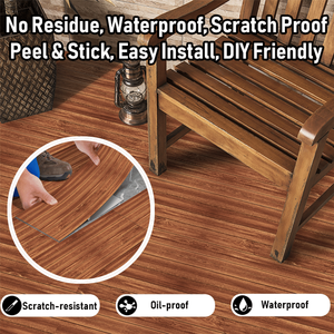 10 Uds. De pegatinas autoadhesivas de PVC de grano de madera para suelo, Baldosas de pared extraíbles para dormitorio, sala de estar para suelos - Product Image 6