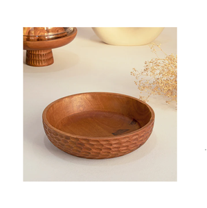Eco-Friendly Acacia Wood 1 Piece round shape Serving Bowl Stylish for Fruits Snacks Salads and Rice Dining <b>Table</b> use - Product Image 5