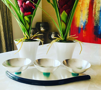 Ensemble multifonctionnel de 3 bols à chocolat avec support, design minimaliste, plat de service pour fête, bol à chocolat de style arabe