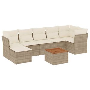 Conjunto de Sofás de Jardín de Ratán Beige Marrón, 6 Plazas, Muebles de Exterior Resistentes a la Intemperie, Diseño Contemporáneo - Product Image 4