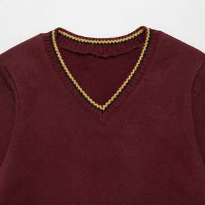 Pull à rayures bordeaux en mélange acrylique et coton, tricoté, design original d'usine de vêtements de marque personnalisée, pour hommes - Product Image 4
