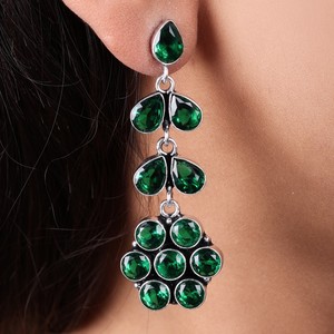 Latest Design Oxidized <b>Silver</b> Multi Gemstone <b>Dangle</b> <b>Earring</b> for Women | Direct Factory Manufacturer Premium Quality - Product Image 3