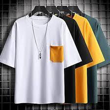 Camiseta Extra Grande Personalizada para Hombre |   Camiseta de algodón grueso de 250-280 GSM |   Top estilo streetwear con bolsillo en contraste - Product Image 3