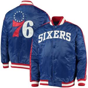 Chaqueta Universitaria Personalizada OEM para Hombre, Estilo Vintage, Deportiva, de los Sixers, con Cuello Alto, Bordado Frontal, para Invierno - Product Image 1