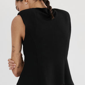 T-shirt tendance pour femme, coupe peplum, avec logo personnalisé, design de haute qualité, couleur unie, col rond. - Product Image 6