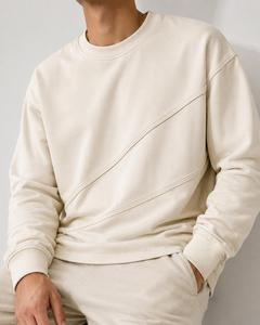 Sweat-shirt à col rond pour homme, manches longues, coupe classique, tricoté, 100% coton, couleur unie, séchage rapide, vêtements décontractés d'hiver, 370g - Product Image 3
